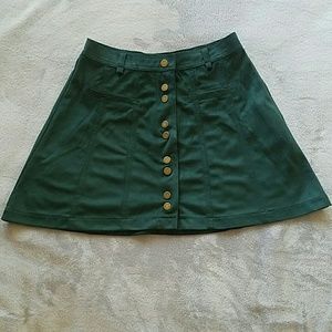 Zara green suede button up skirt